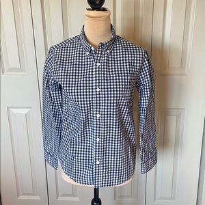 Old Navy Blue & White Checked Long Sleeve Button Down Shirt Boys Size XL 14 - 16